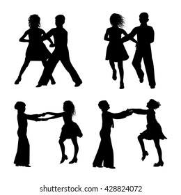 dancing couple silhouette on white background vector