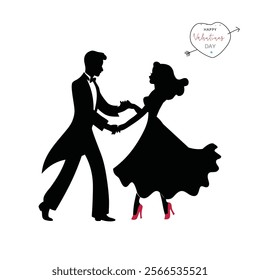 Dancing Couple Silhouette in Valentines Day