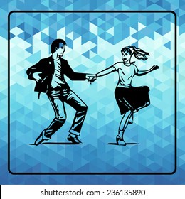 dancing couple silhouette. vector illustration 