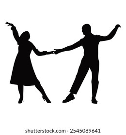 Dancing couple silhouette vector illustration