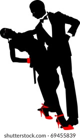 Dancing couple silhouette ?n a white background