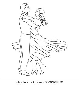 Pareja bailarina, ilustración vectorial de esbozo