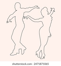 A dancing couple. Sports dancing. Pattern for clothing. Print for goods. Vector image. Unique image. Dancing. Lifestyle. Sporty people. 