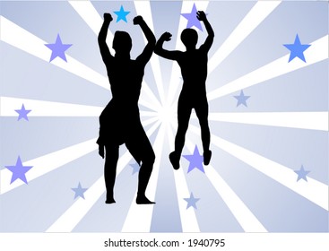 dancing couple with stars