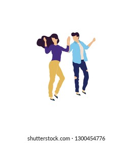 Dancing couple vector flat illustration