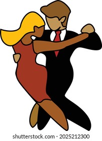 Ilustración vectorial de pareja bailarina aislada en tango argentino blanco