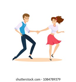Dancing couple vector illustration. Swing  dancers