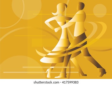 Dancing couple yellow background.
Yellow  background with silhouettes of dancing couple. 