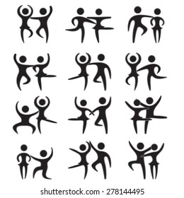 Dancing couples set. Vector icons for mobile applications, websites and for card design.