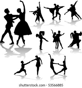 dancing couples silhouettes collection - vector