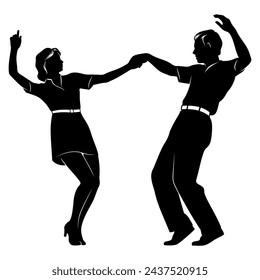 Dancing Couples. Swing Dancers. Vector cliparts isolated on white.