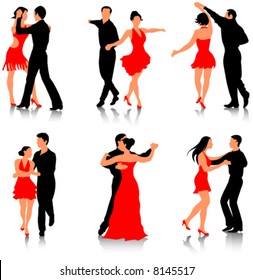 Dancing couples. Vector illustration.