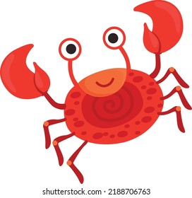 Dancing crab character. Funny cartoon underwater animal