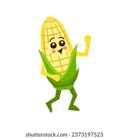 Dancing cute corn cob on white background