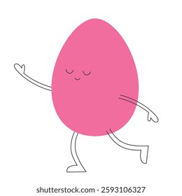 Dancing cute egg. Character in doodle style.