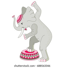 Dancing cute elephant. Cartoon style. Vector illustration.