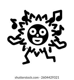 dancing cute sun character glyph icon vector. dancing cute sun character sign. isolated symbol illustration