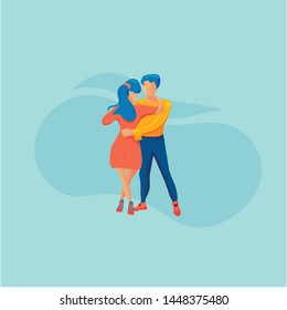 Dancing Dancer couple vector illustration. Dance class or prom night promotion template.