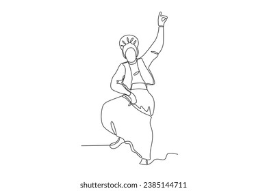 A dancing dancer raised his hand. Lohri one-line drawing