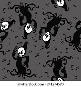 dancing death seamless pattern cartoon