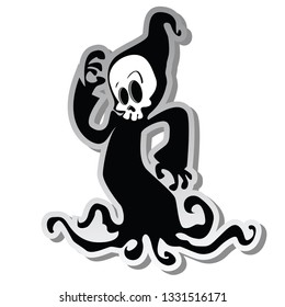 dancing death sticker cartoon illustration isolated on white