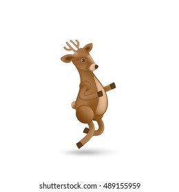 Dancing deer of Santa Claus. Element for Christmas and New Year's day design. Isolated vector illustration on white background.