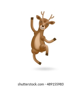 Dancing deer of Santa Claus. Element for Christmas and New Year's day design. Isolated vector illustration on white background.