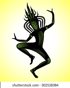 dancing deity, contour, vector