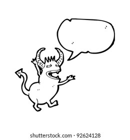 dancing devil with speech bubble