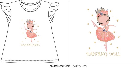 dancing doll t shirt graphic design vector illustration digital file