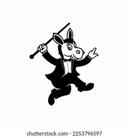 dancing donkey in tuxedo vector