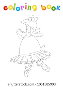 Dancing dragon. Coloring book for kids. Digital illustration