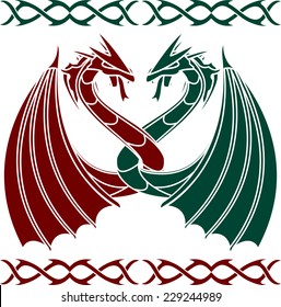 dancing dragons. stencil. vector illustration