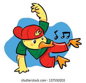 Dancing Duck A duck in dancing action style. Vector EPS8 file.