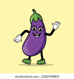 Dancing Eggplant character Cartoon vector Illustration