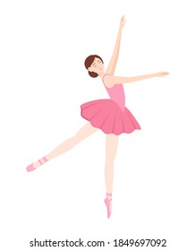 Dancing elegant ballerina on white background, vector illustration