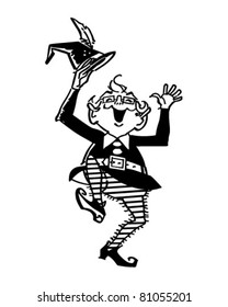 Dancing Elf - Retro Clipart Illustration