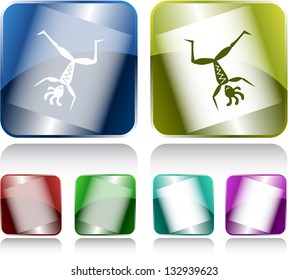 Dancing ethnic little man. Internet buttons. Raster illustration.