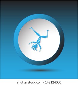 Dancing ethnic little man. Plastic button. Vector illustration.