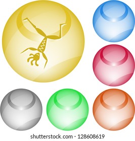 Dancing ethnic little man. Vector interface element.
