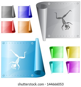 Homem pequeno étnico dançando. Superfície metálica vetorial.