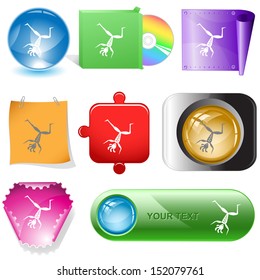 Dancing ethnic little man. Vector internet buttons.