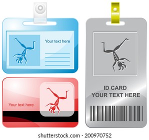 Dancing ethnic little man. Vector id cards.