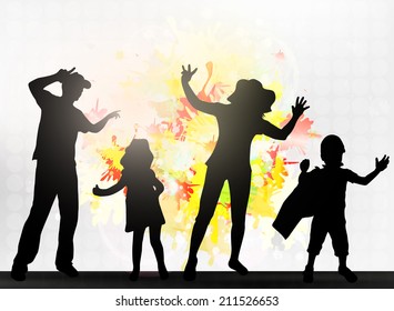 Dancing family silhouettes