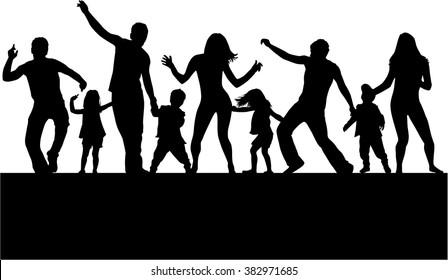 Dancing family silhouettes.