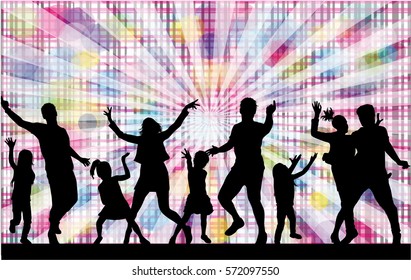 Dancing family silhouettes.
