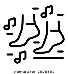 Dancing feet icon. Outline Dancing feet vector icon for web design isolated on white background