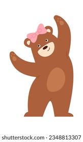 Dancing Female Bear Vector Illustration