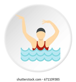 Dancing figure in a swimming pool icon in flat circle isolated vector illustration for web