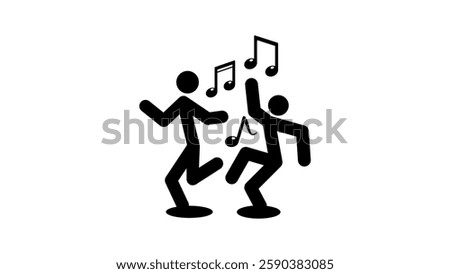 dancing figures, black isolated silhouette